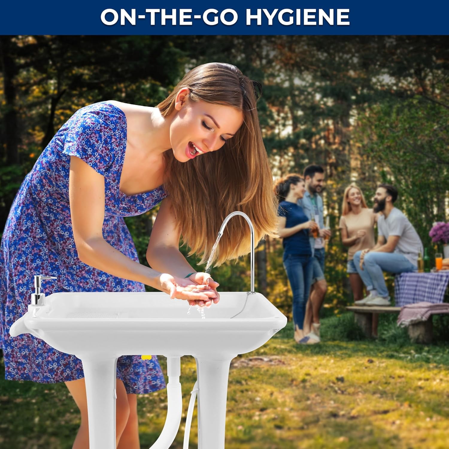 SereneLife Portable Hand Washing Station – Hands-Free Foot Pump Sink with Soap Dispenser & Drain Hose, 100+ Hand Washes for Camping, Events & Worksites