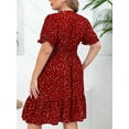 thumbnail image 2 of Musefolio Women's summer plump retro wave point draw pleated V-neck all match show thin dress 1X-4X, 2 of 6