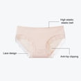 thumbnail image 6 of opolski Women Underpants Seamless Solid Color Soft Lace Breathable Mid Waist Moisture-wicking Elastic Anti-septic Butt-lifted Lady Briefs Panties, 6 of 8