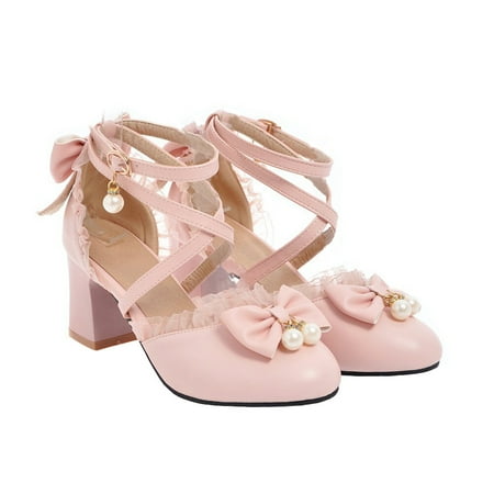 

1 Pair Summer High-heeled Shoes Rhinestone Bow-knot Sandals Cross Strap Heels