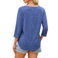 thumbnail image 5 of Maplenight Womens Fall Tops V Neck 3/4 Sleeve Dressy Blouses Relaxed Fit Business Casual Tops, 5 of 6