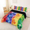thumbnail image 3 of Manfei Ink Rainbow Queen Comforter Set, Modern Oil Printing Comforter Sets Queen, Yellow Blue, Black Reversible, 3-Piece, 1 Comforter and 2 Pillowcases, 3 of 7