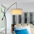 thumbnail image 6 of Brightech Grayson 84 in. Classic Black Mid-Century Modern 1-Light Height Adjustable LED Floor Lamp with Beige Fabric Drum Shade, 6 of 8
