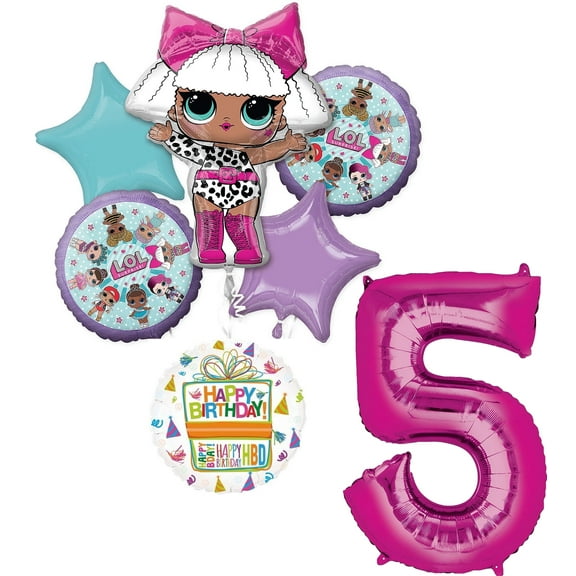 LOL Party Supplies 5th Birthday Balloon Bouquet Decorations