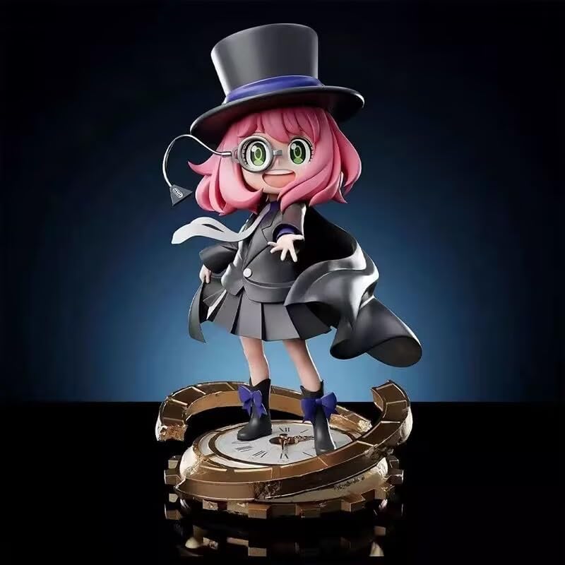 New Anya Figure, Standing Retro Suit Anya Forger Action Figure 19cm/7.5inch PVC Characters Handicrafts Souvenirs for Anime Fans Gifts（black）