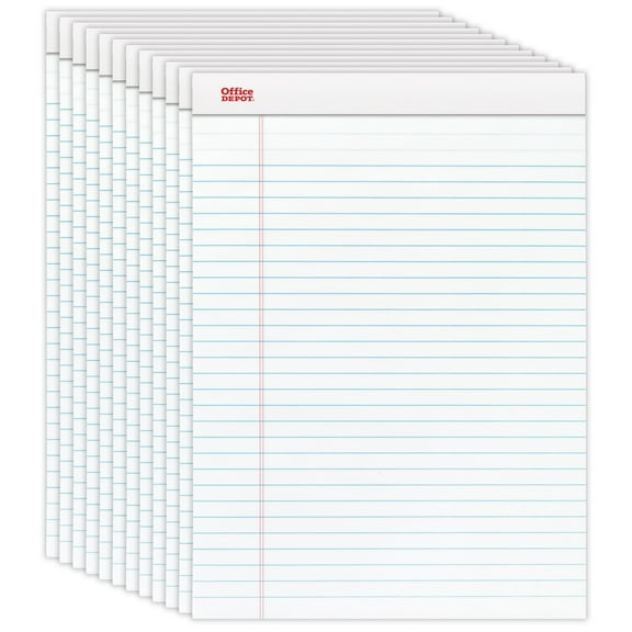 Office Depot Brand Perforated Writing Pads, 8 1/2"""" x 11 3/4"""", Legal Ruled, 50 Sheets,