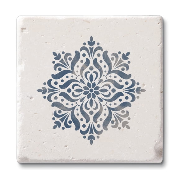 CounterArt Blue Medallion Natural Absorbent Shell Stone Coaster 4-Pack