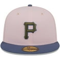 thumbnail image 2 of Men's New Era Pink/Blue Pittsburgh Pirates  Olive Undervisor 59FIFTY Fitted Hat, 2 of 5