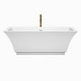 thumbnail image 2 of Galina 67 Inch Freestanding Bathtub in White with Shiny White Trim and Floor Mounted Faucet in Brushed Gold, 2 of 5