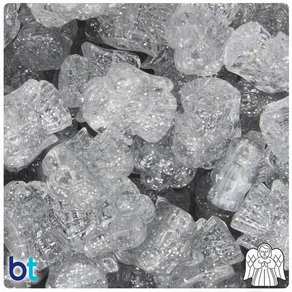 BeadTin Silver Sparkle 22mm Angel Pony Beads (24pcs)