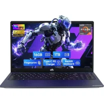 15.6" IPS FHD Gaming Laptop: AMD Ryzen 5 6600H 6-Core (Beats i7-1165G7), 16GB DDR5 RAM, 1TB SSD, Radeon 660M. Features 100W USB-C, Backlit Keyboard, Fingerprint Reader & Windows 11.