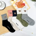 thumbnail image 2 of Women's Crew Point Bear Socks- 5Pairs Set, 2 of 9
