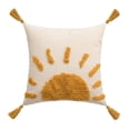 thumbnail image 1 of Fundas de almohada decorativas bohemias de 18 x 18, fundas de almohada coloridas, fundas de almohadas con mechones de algodón para el sol, fundas con borlas para sofá, amarillo y blanco ER, 1 of 4