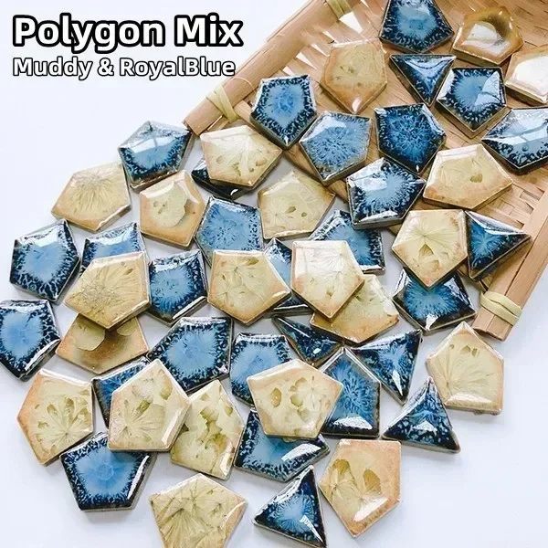 100g/3.5oz Porcelain Mosaic Tiles 5mm/0.2in Thickness Irregular Size Polygon/Ovoid/Round/Square Ceramic Tile DIY Mosaic Tile