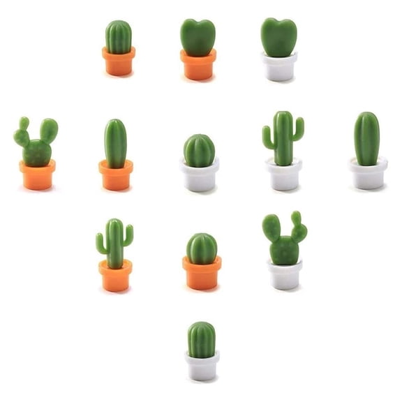 12Pcs Cute Cactus Fridge Magnets, Strong Refrigerator Magnets for Home Office, No Scratch Mini Magnets for Photos Notes Whiteboard, White