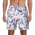 thumbnail image 2 of Picia Lavender Flowers pattern Mens Swim Trunks with Compression Liner Stretch Beach Shorts Quick Dry with Zipper Pockets No-Chafing Board Shorts-Small, 2 of 9