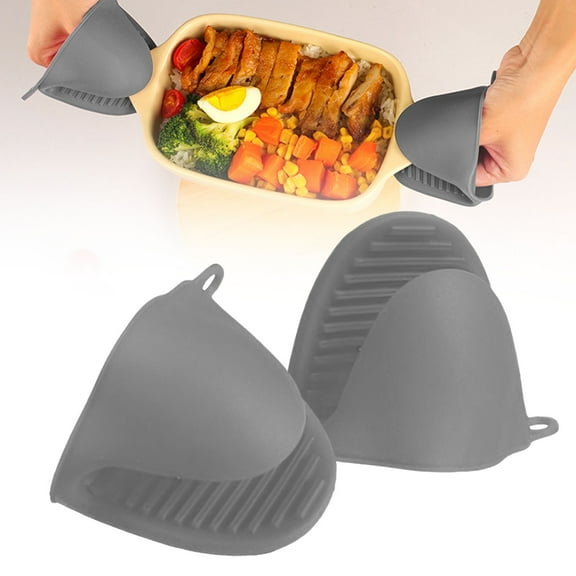 ZFSBZBS 1 Pairs Mini Silicone Oven Mitts – Heat Resistant, Non-Slip, BPA-Free Gloves for Baking, Cooking, Microwave Use Kitchen & Grill, Dishwasher Safe,Grey