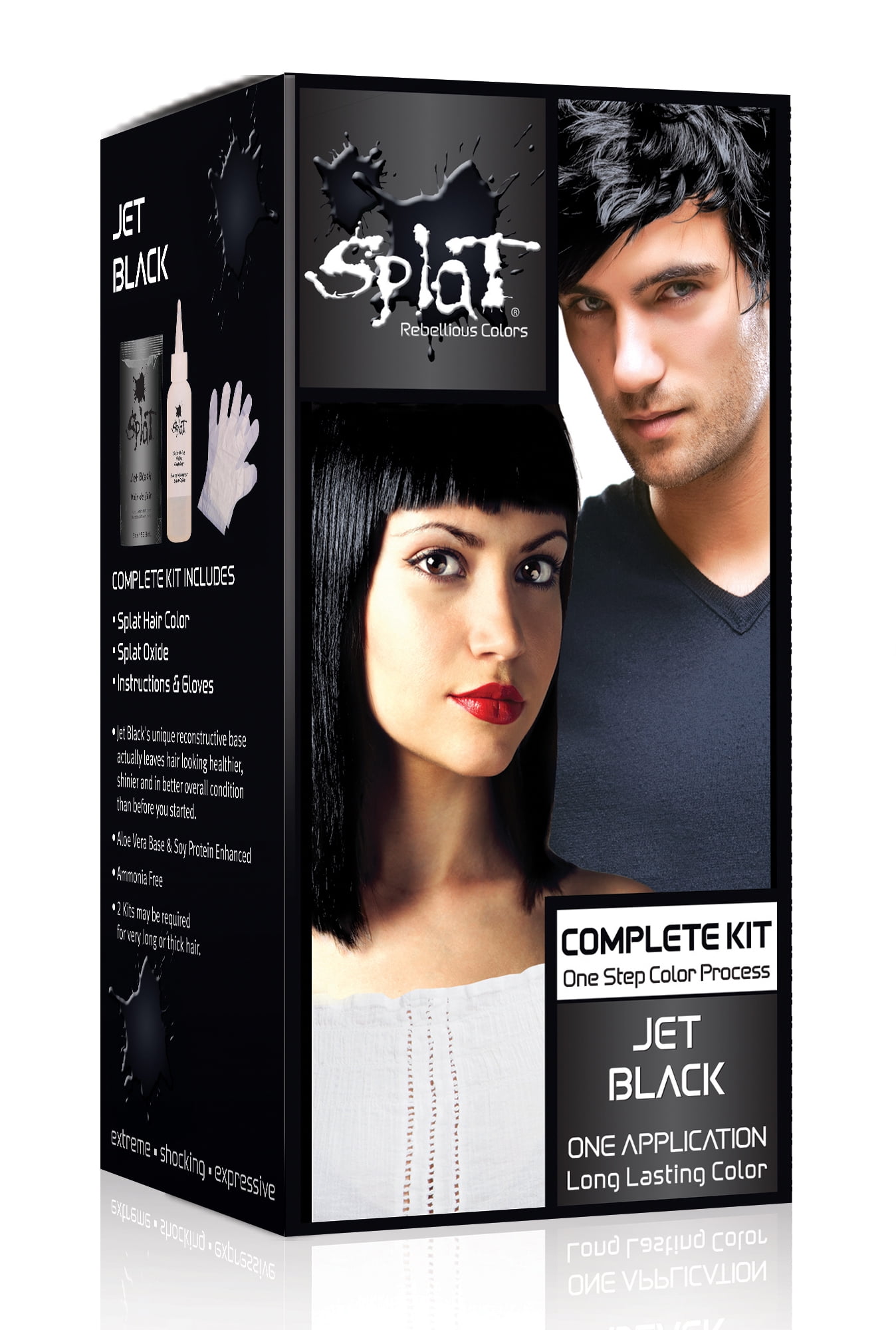 Splat 30 Wash Jet Black Hair Color Kit, Semi-Permanent ...