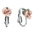 thumbnail image 4 of 1928 Jewelry Women's Bridal Pink Porcelain Rose Clip On Earrings, 4 of 4