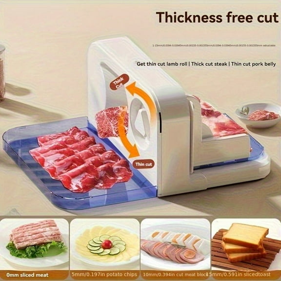 Heavy-Duty Electric Slicer with Thin/Crackling-Cut Options - for Home, Commercial Delis, Restaurants, Catering - Cuts Bread, Meat, Ham, Vegetables, Cheese - Compact Design with Safety Features