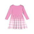 thumbnail image 4 of Abcomgle Long Sleeve Dress for Girls 14-16 Casual A-Line Fall Girls T-Shirt Dresses Plaid Colorblock Crew Neck Girls Skater Dress Summer Swing Skirt for 4-14t Kids 4-5 Years,Pink, 4 of 5