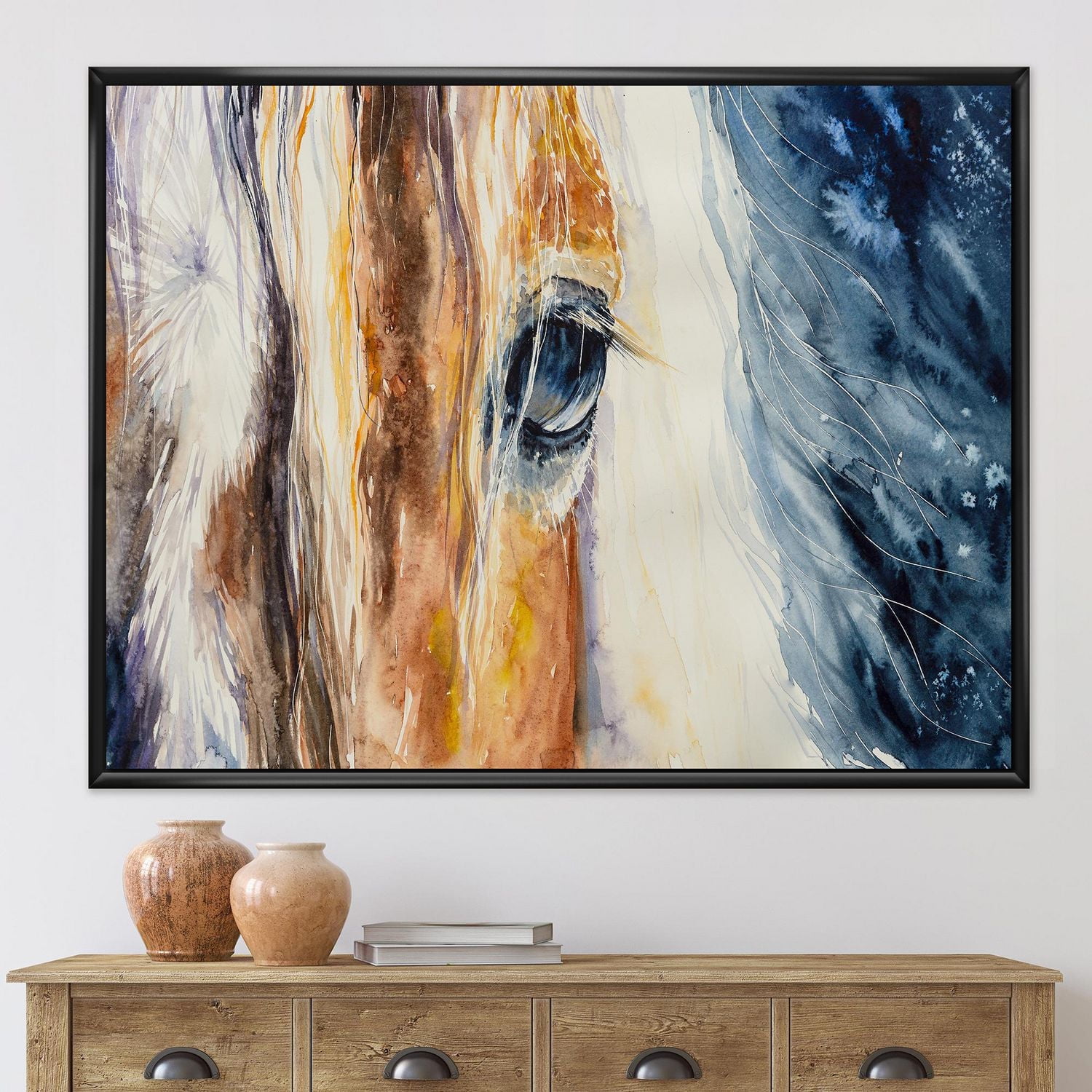 Designart Close-Up of A Beautiful Horses Eye I FLOAT FRAME WALL ART