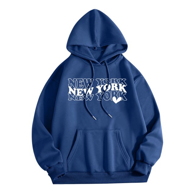 VBARHMQRT Sweat à Capuche Femme Décontracté Col Rond avec Poche Imprimé Lettres Anglaises