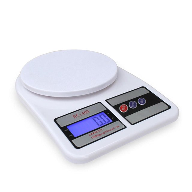 Báscula de cocina de 10 kg, báscula electrónica digital LCD para medir alimentos, báscula de medición de peso precisa y de diseño delgado para el hogar y la oficina (blanca)