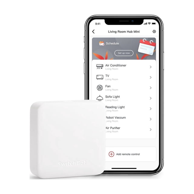SwitchBot Hub Mini Télécommande Intelligente - Blaster IR, Relie SwitchBot au Wi-Fi (Prend en Charge 2,4 GHz), Contrôle la Télé, Climatiseur, Compatible avec Alexa,