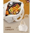thumbnail image 7 of Insulated Lunch Box for Women, 12L Puffy Reusable Lunch Bag for Work, Office & Picnic, Leak-Proof Tote with Shoulder Strap,Cream, 7 of 7