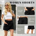 thumbnail image 5 of VDJ Women Casual Summer Shorts Elastic Waisted Drawstring Comfy Pull On Lightweight Black Shorts with Pockets Size M, 5 of 11