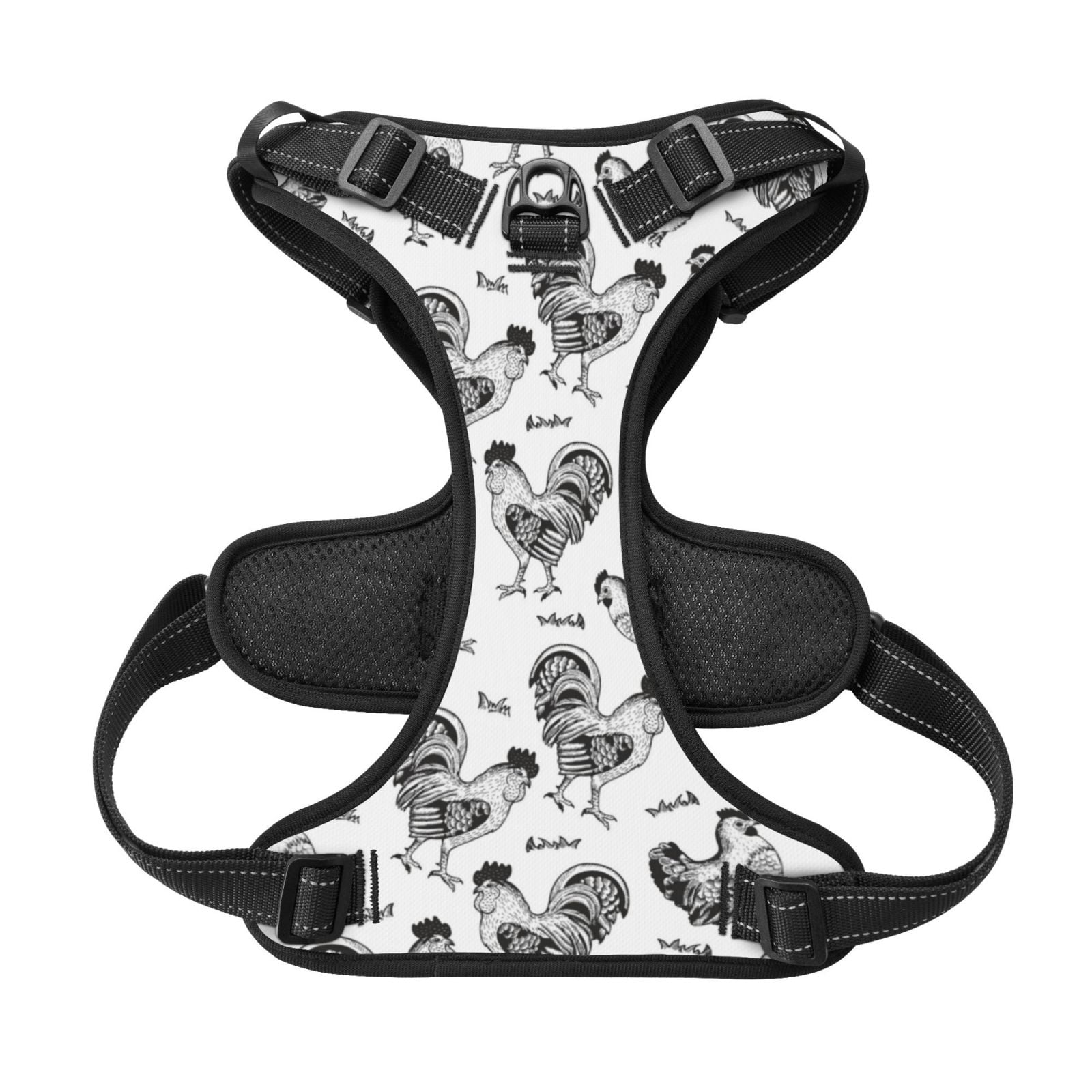 Kdxio Retro Rooster Print No Pull Dog Harness Adjustable Reflective Oxford Easy Control Medium Large Dog Harness for Training and Everyday-Small