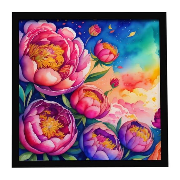 Carolines Treasures  8 x 8 in. Peonies in Color Framed Metal Print