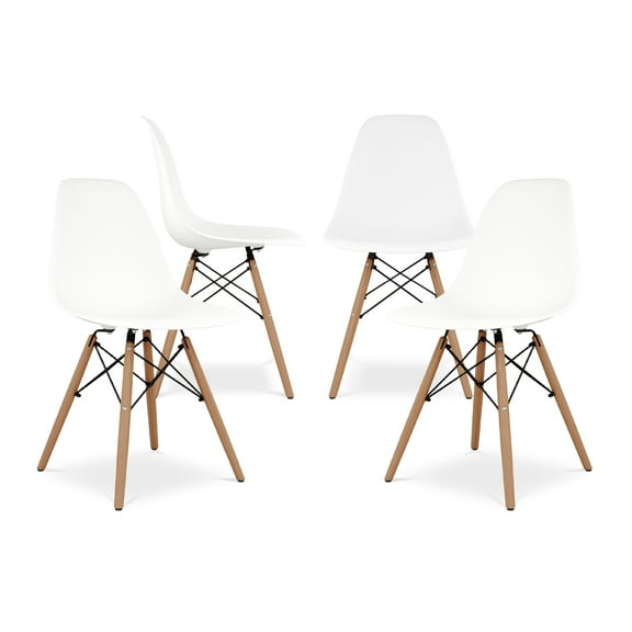Modholic Eiffel Chair With Wood Legs, White (Set Of 4)