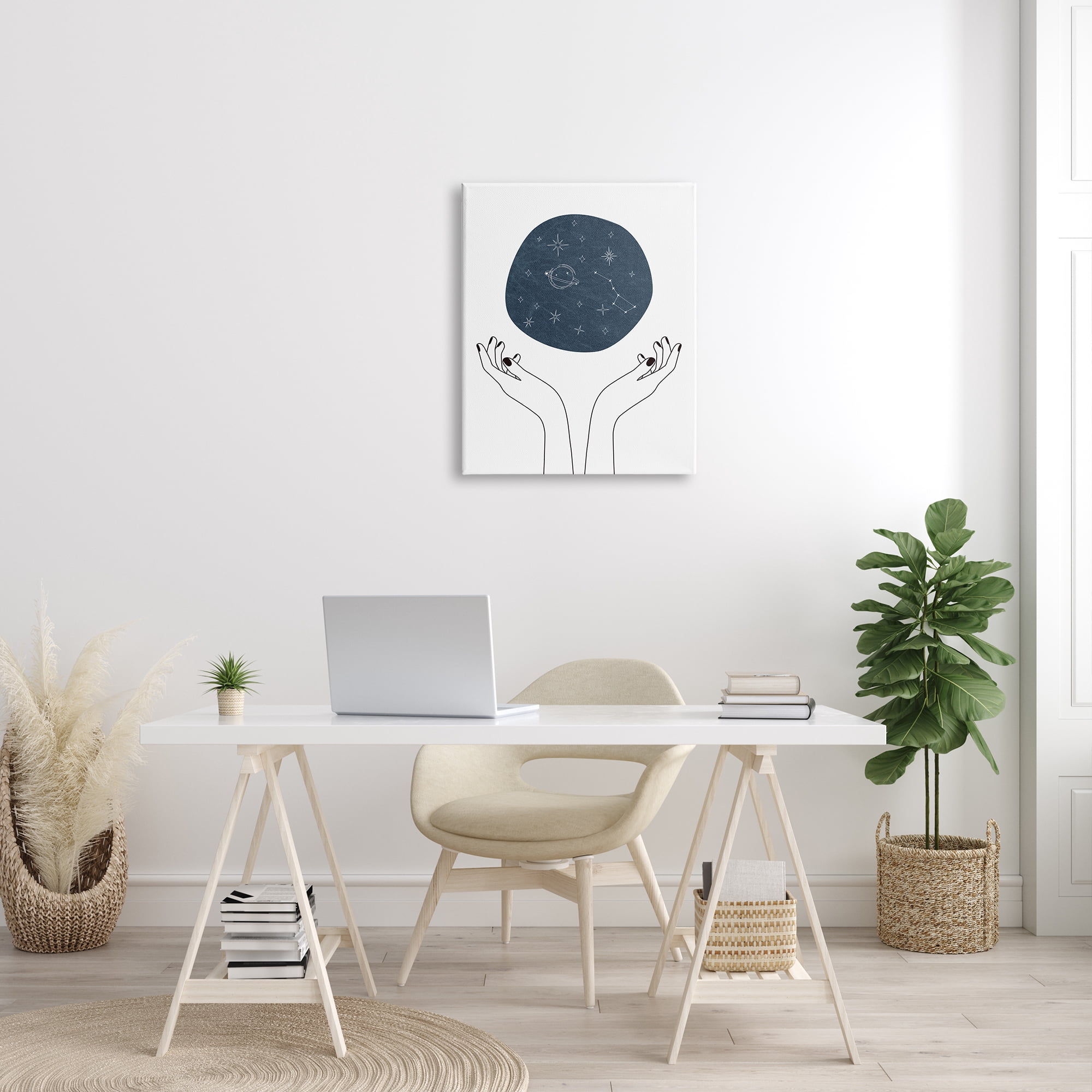 Stupell Industries Hands Holding Galaxy Constellations Minimal Blue, 24 x 30, Designed by JJ Design House LLC