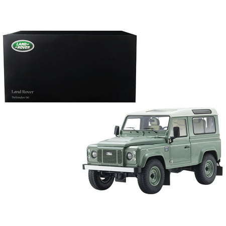 Land Rover Defender 90 Heritage Grasmere Green with Alaska White Top 1/18 Diecast Model Car by