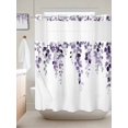 thumbnail image 3 of No Hook Shower Curtain Set with Snap in Liner, Summer Garden Watercolor Leaves Waterproof Bathroom Curtain with See Through Top Window, Ombre Eucalyptus Leaves Double Shower Curtains for Bathtub, 3 of 9