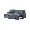 thumbnail image 3 of Convertible Sectional Dark Gray Color Corduroy Reversible Chaise w Storage And Sofa Pull Out Bed Pillows Living Room 2pc Set, 3 of 7