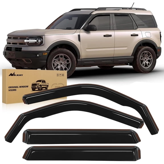 Nilight in Channel Rain Guards for Ford Bronco Sport 2021 2022 2023 2024 Original Window Deflectors,Vent Window Visors-4PCS