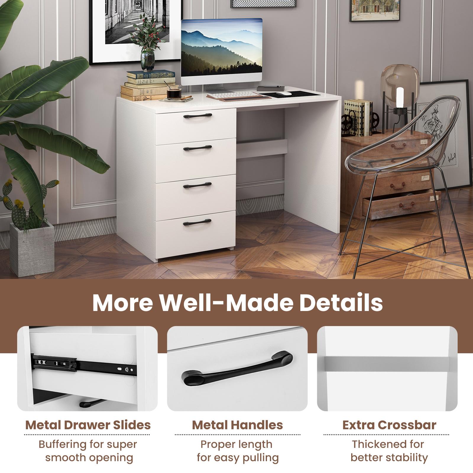 Giantex 4-Drawer Computer Desk, Modern Home Office Desk, Laptop Executive Desk, Makeup Vanity Table for Living Room & Bedroom