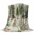 thumbnail image 6 of Green Forest Blanket Soft Cozy Warm Throw Blanket for Couch, Plush Fuzzy Flannel Fleece Blankets for Sofa, Modern Art Animals Watercolor Rustic Bed Blankets Lightweight Gifts for Women, 32"x48", 6 of 9