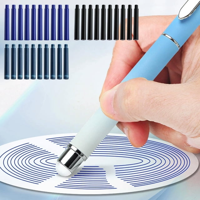 Recargas de bolígrafo termo borrable Cartuchos de tinta de 3,4 mm Pack de 10 – Negro Azul, azul oscuro Inserciones universales de plástico reemplazable Escritura limpia y suave