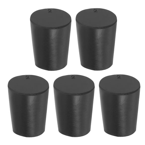 Uxcell 2# Solid Rubber Stoppers Tapered Lab Seal Plug Test Tube Bungs, Black 5 Pack