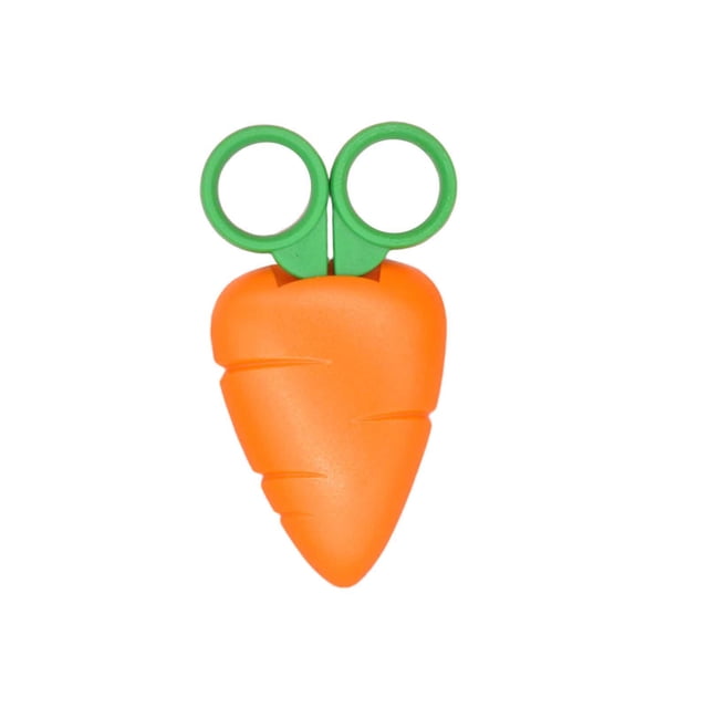 Orange Children Safety Scissors Cute Fruit Shape Kids Paper Cutting Craft Tools With Protective Cover For School Art