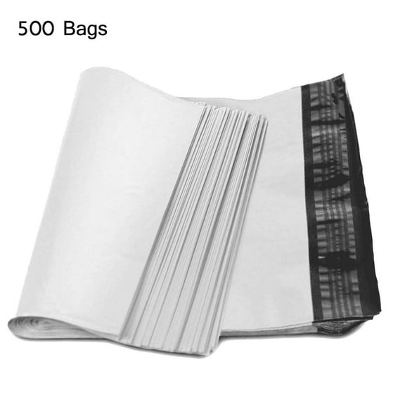 500 Poly Mailers Bags 9" x 12" Poly Bag Mailer Shipping Envelopes 2 Mil - White Pouches Self-Sealing