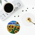 thumbnail image 5 of Kll Round Shape Drink Coasters Set Of 4,Pu Leather Absorbent Coasters Set Decorative Coffee Cup Coasters Housewarming Gift For Home Decor-Landscape With Sunflowers, 5 of 9