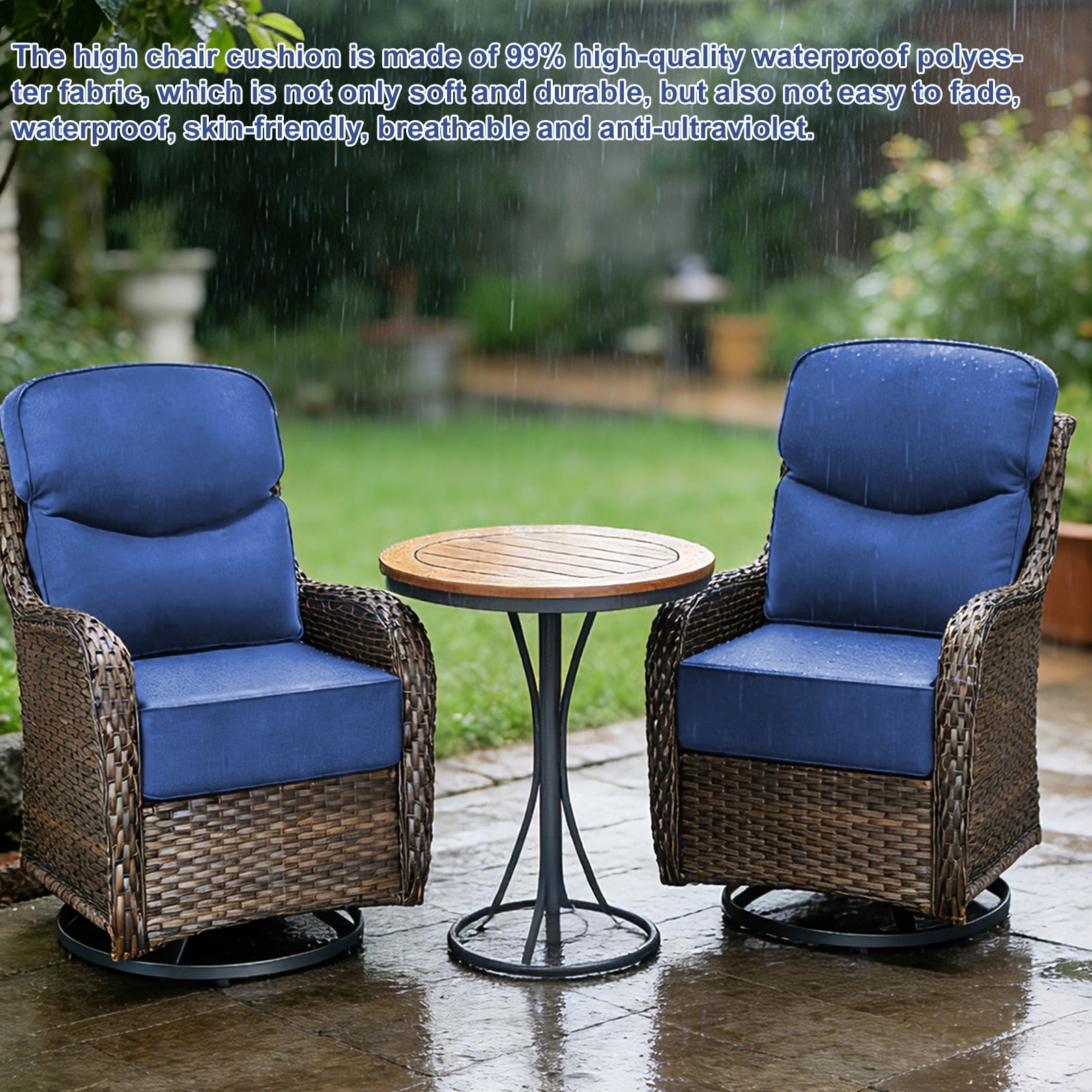 Outdoor Deep Seat Cushion 24 X 24 X 6 in, Patio Rattan Rocker Cushion, Waterproof & Fade Resistant Patio Furniture Cushions for Wicker Chair, Sofa, Couch