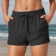 thumbnail image 4 of Pantalones cortos casuales de color liso con cordón y bolsillos para mujer: pantalones cortos de playa elegantes de tejido liso con cintura ajustable y bolsillos funcionales, 4 of 8