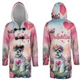 thumbnail image 3 of Hello Valentine’s Day Schnauzer Flower Crown Romantic Pink Floral All Over Print 3D Hooded Duffle Toggle Coat Miniature Schnauzer Dog Lover - 00031, 3 of 6