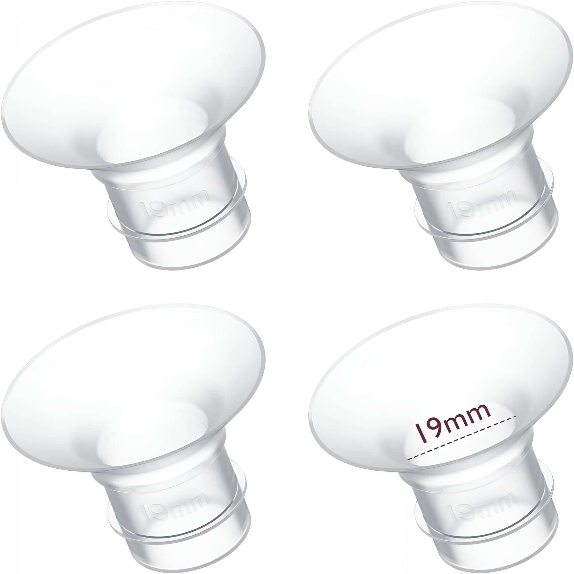 XIRQI 19mm Flange Insert for 24mm Breast Pump Shield, Silicone Sizing Adapter for Better Fit, 4 Pack